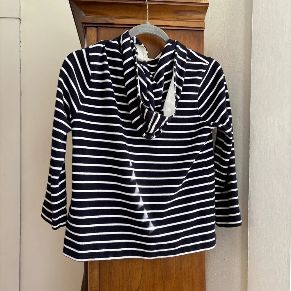 J. Crew Navy Blue Striped Hoodie with 3/4 sleeves size small